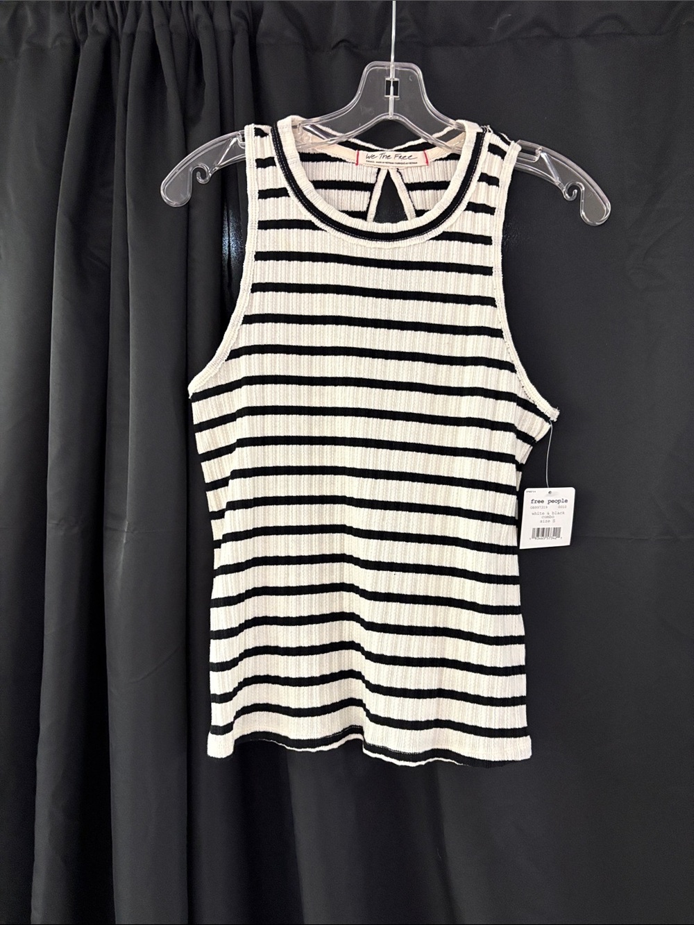 Free People Black & White Striped Ribbed Sleeveless Tank